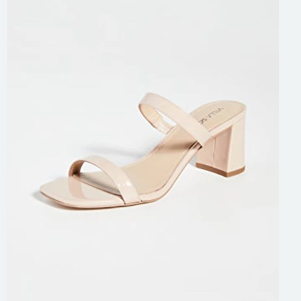 Villa Rouge Bass Slides in Natural Nude Patent, Sz 10